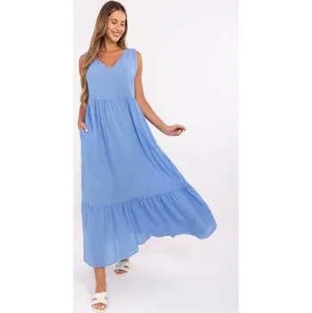 Dámské šaty Modré maxi šaty s volánem OCH BELLA