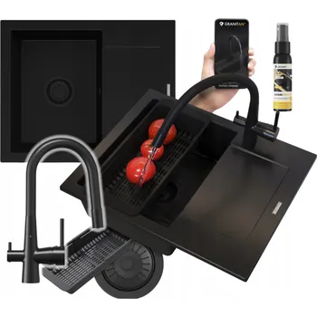 Granitový dřez Jednokomorový granitový dřez Granitan Bello, černý