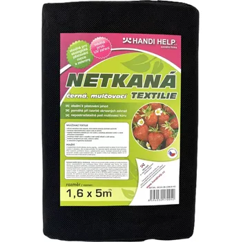 Mulčovací textilie Mulčovací netkaná textilie černá 1,6 x 5 m (Používá se i jako ochrana půdy kolem záhonů a sazenic, a také v oblasti zahradní architektury.)