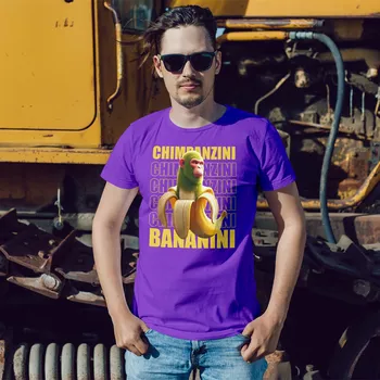Chimpanzini Bananini (Italian Brainrot) - Meme tričko s potiskem Barva: 40 - Purpurová, Velikost: XXL, Dostupné Produkty: Dámské Tričko