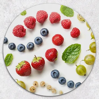 Obraz Dekorativní Kulaté Prkénko z Tvrzené Sklo na Krájení Letní Ovoce průměr 40 cm