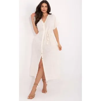 Dámské šaty Světle béžové midi košilové šaty OCH BELLA