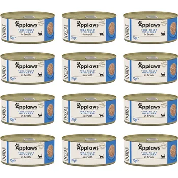 Krmivo pro kočku APPLAWS Tuna fillet with crab in broth - mokré krmivo pro kočky - 12x70g