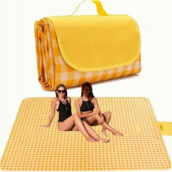 Pikniková deka Pikniková Deka Plážová s izolací Velká Podložka Voděodolná 100x150 cm Žluto-bílá