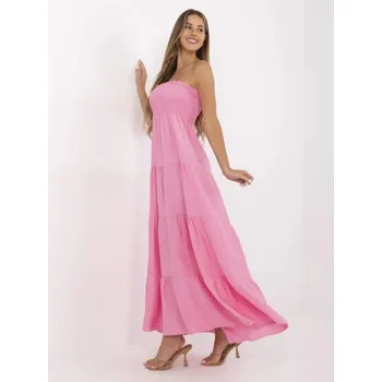 Dámské šaty Růžové maxi šaty bandeau s viskózou