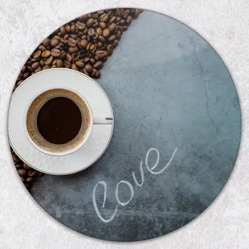 Kuchyňské prkénko Dekorativní Kulaté Prkénko z Tvrzené Sklo na Krájení Ranní Káva průměr 40 cm