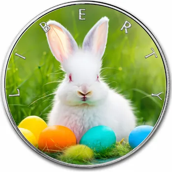 Stříbrná mince 1oz kolorovaná - Velikonoční Zajíček