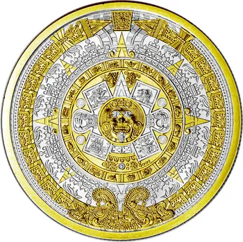Golden State Mint Stříbrná medaile 1 oz Aztécký kalendář - Zlacený