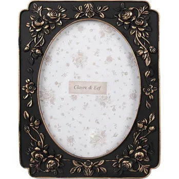 Rám na obraz Černozlatý fotorámeček s motivem květin Tygo – pro fotografii o velikosti 13x18 cm