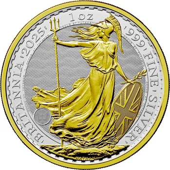 Stříbrná mince 1 oz Britannia 2025 Pozlacená Limitovaná edice