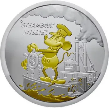 New Zealand Mint Stříbrná mince Parník Willie 1 oz 2024 Pozlacená