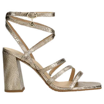 Dámské sandále Zlaté Sandály Na Sloupku Z Lisované Kůže Wojas 7617458 38