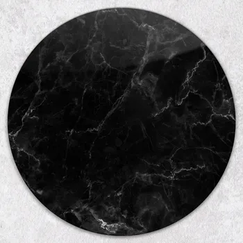 Kuchyňské prkénko Kulaté Skleněné Kuchyňské Prkénko s Grafikou Elegantní Černý Mramor průměr 40 cm