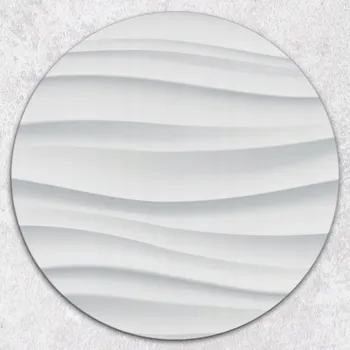 Kuchyňské prkénko Kulaté tvrzené skleněné kuchyňské prkénko s grafikou Bílá vlna 3D, průměr 40 cm