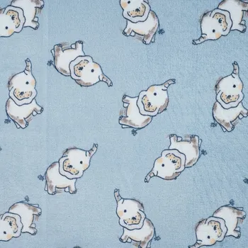 Strima Cuddle Fleece Print + Uni - Elephants, Dusty Blue