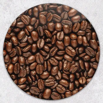 Kuchyňské prkénko Kulaté Skleněné Prkénko na Servírování Pizzy, Motiv Kávových Zrn, průměr 40 cm