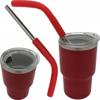 Termohrnek TERMOHRNEK / SKLENICE S KOVOVÝM BRČKEM NA NÁPOJE, PANÁKY, 7 CM