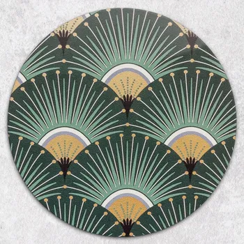 Kuchyňské prkénko Kulaté skleněné prkénko s dekorativním geometrickým potiskem květin, průměr 40 cm