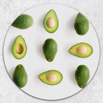 Kuchyňské prkénko Kulaté kuchyňské skleněné prkénko z tvrzeného skla s ozdobnou grafikou Avokádo, průměr 40 cm