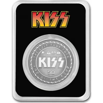 Stříbrná medaile 1 oz KISS 50th Anniversary 2023 BU TEP Kiss 50. výročí