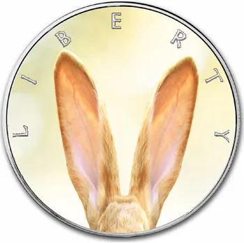 Stříbrná mince 1oz kolorovaná - Velikonoční Zaječí uši
