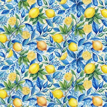 Úplet, Citróny a modré listy (E) (Top kvalitní úplet Bella digitisk)