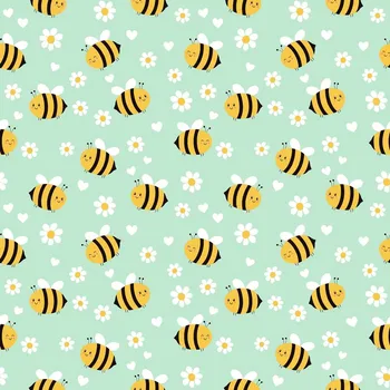 Strima Cute Fleece Print - Bee, Dusty Mint