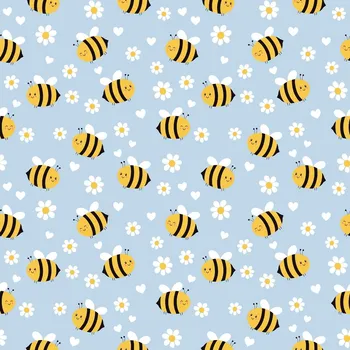 Strima Cute Fleece Print - Bee, Baby Blue