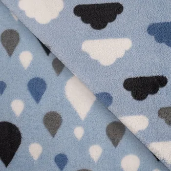 Strima Cuddle Fleece Double Face - Clouds & Raindrops, Dusty Blue