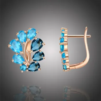 Náušnice Éternelle Náušnice Swarovski Elements Leah Blue - květina E-KZCE284 Modrá