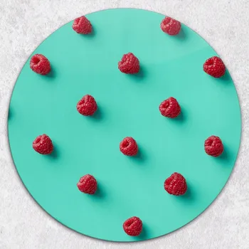 Kuchyňské prkénko Kulaté kuchyňské skleněné prkénko s grafikou, tvrzené, mátové maliny, průměr 40 cm