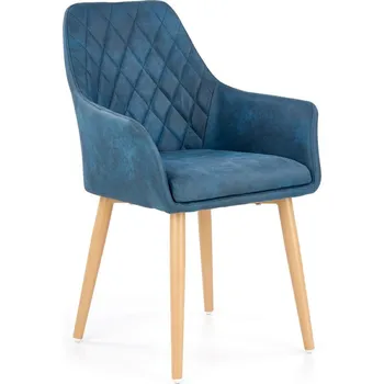 Jídelní židle Čalouněná jídelní židle Massal, modrá ekokůže, s područkami, moderní