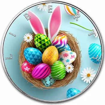 Stříbrná mince 1oz kolorovaná - Velikonoční vajíčka