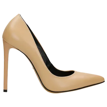 Dámské lodičky Vysoké Kožené Lodičky Na Jehlovém Podpatku S Černými Kontrastními Vložkami Wojas 3505350 38