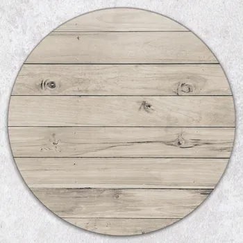 Kuchyňské prkénko Stylové a odolné kulaté skleněné prkénko s potiskem Béžové dřevo průměr 40 cm