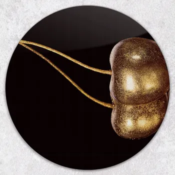 Kuchyňské prkénko Stylové a odolné kulaté skleněné prkénko s potiskem Zlatá Třešeň průměr 40 cm