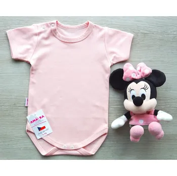 Kojenecký body AMÁLKA Bavlněné body krátký rukáv, světle lososové Velikost: 62