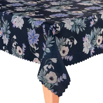 ubrus Celoroční ubrus odolný proti skvrnám 140x180 Polský květinový vzor, tmavě modrý Č.70