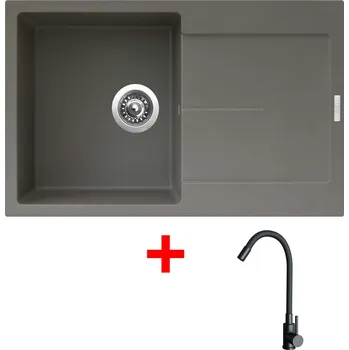 Granitový dřez Set Sinks ULTIMA 790 + baterie ELASTA černá matná Barva: Šedobéžová, Označení: Truffle
