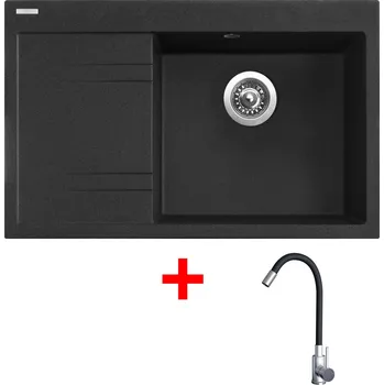 Granitový dřez Set Sinks RIM 780 P + baterie ELASTA nerez/ černá Barva: Černá granitová, Označení: Granblack