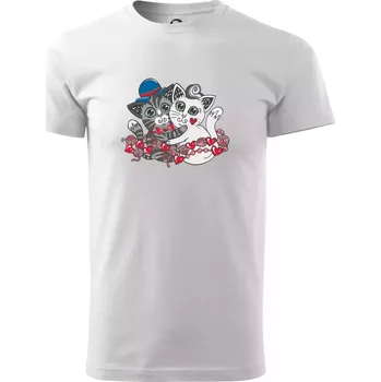 Pánské tričko Kočky v objetí (Pecka design) - Triko extra velké (5-8XL) - 6XL ( Bílá )