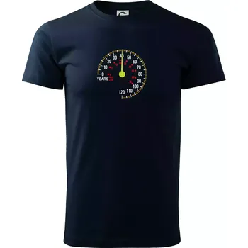 Pánské tričko Tachometr cítí se - 40 let - Triko extra velké (5-8XL) - 6XL ( Námořní modrá (velmi tmavá - téměř černá) )