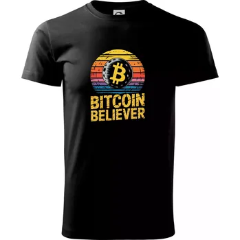 Pánské tričko Bitcoin Believer Vintage retro sunset - Triko extra velké (5-8XL) - 6XL ( Černá )