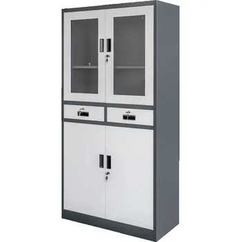 Šatní skříň Mobler Kovová kancelářská skříň se zásuvkami WENUS W-03 90x40x185 cm - grafit/šedá