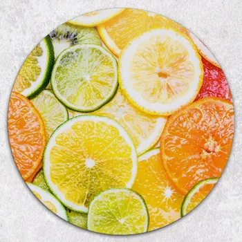 Kuchyňské prkénko Kulaté kuchyňské skleněné prkénko s grafikou řezu ovoce, tvrzené, průměr 40 cm