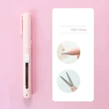 2v1 keramický řezací nůž s nůžkami Multifunkční papírový řezák Morandi barva Školní nůž na papír DIY tvoření 14 cm růžová