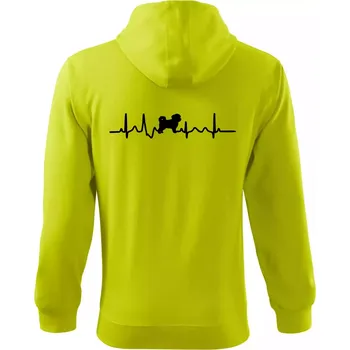 Pánská móda Havanský psík ekg - Mikina s kapucí na zip trendy zipper - XL ( Limetková )