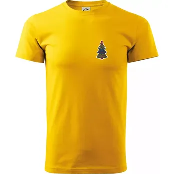 Folklor na prsu vánoční stromek - Triko extra velké (5-8XL) - 7XL ( Žlutá )