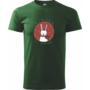 Winter is coming zajíc - Triko extra velké (5-8XL) - 6XL ( Lahvově zelená )