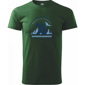 Pánské tričko Mountain extreme snowboarding kulaté - Triko extra velké (5-8XL) - 6XL ( Lahvově zelená )